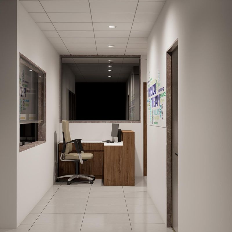 Sajivan Hospital reception desk with a bright, clean corridor